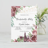 Wine Bottle Burgundy Rozen Bachelorette Kaart (Staand voorkant)