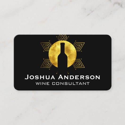 Wine Bottle | Gold Pattern Visitekaartje (Voorkant)