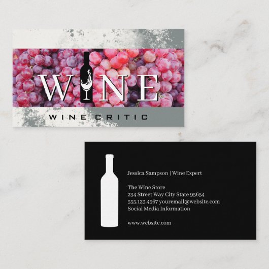 Wine Bottle | Grapes | Vineyard Visitekaartje (Voorkant / Achterkant)