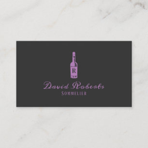 Wine Bottle Logo Bartender Sommelier Elegant Dark Visitekaartje