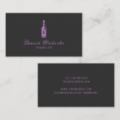Wine Bottle Logo Bartender Sommelier Elegant Dark Visitekaartje (Voorkant / Achterkant)