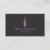 Wine Bottle Logo Bartender Sommelier Elegant Dark Visitekaartje (Voorkant)