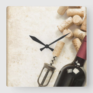 Wine Bottle Wall Clock Vierkante Klok