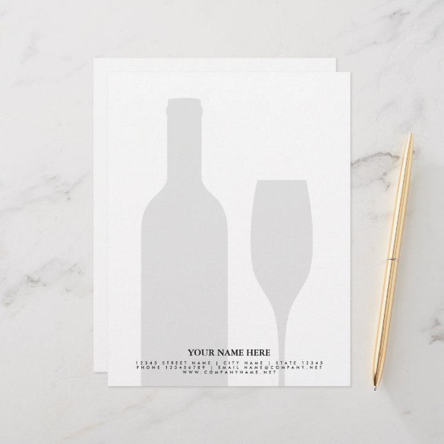 Wine bottle winery vineyard letterhead template briefhoofd (Voorkant / Achterkant in situ)