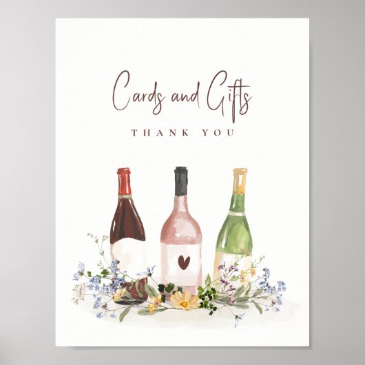 Wine Bottles Cards & Gifts Sign Bridal Shower Poster (Voorkant)