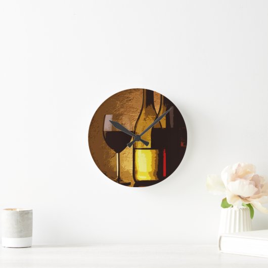 wine bottles clock ronde klok (Huis)