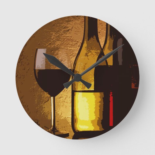 wine bottles clock ronde klok (Voorkant)