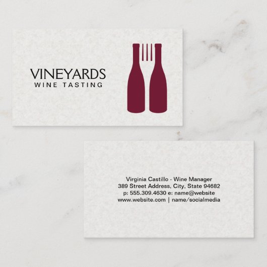 Wine Bottles Fork Logo Visitekaartje (Voorkant / Achterkant)