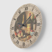 wine bottles wall clock grote klok (Hoek)