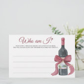 Wine & Bow Bridal shower Who am I game Briefpapier (Staand voorkant)