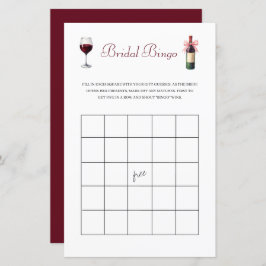 Wine Bridal Bingo Bachelorette Game Stationery