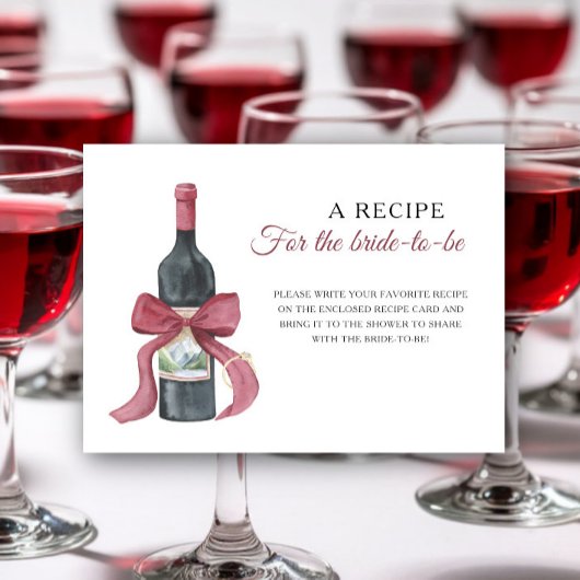 Wine bridal shower Recipe for the bride to be Informatiekaartje