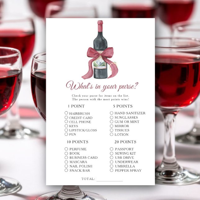 Wine bridal shower What's in your purse game (Creator heeft geüpload)