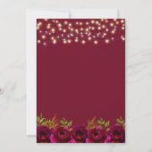Wine Burgundy Floral String Lights 70th Birthday Kaart (Achterkant)