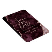 Wine Burgundy Roos Gold Agate Marble Save the Date Magneet (Rechterzijde)
