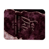 Wine Burgundy Roos Gold Agate Marble Save the Date Magneet (Horizontaal)