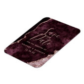 Wine Burgundy Roos Gold Agate Marble Save the Date Magneet (Linkerzijde)