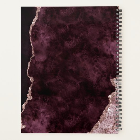 Wine Burgundy Roos Gold Agate Marble Save the Date Planner (Achterkant)