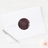 Wine Burgundy Roos Gold Agate Marble Save the Date Ronde Sticker (Envelop)