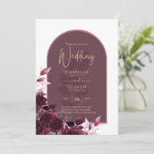 Wine Burgundy Rozen Gold Text Weddenschap Kaart (Staand voorkant)