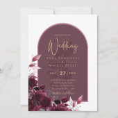 Wine Burgundy Rozen Gold Text Weddenschap Kaart (Voorkant)