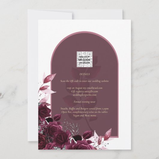 Wine Burgundy Rozen Gold Text Weddenschap Kaart (Achterkant)