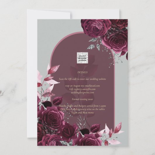 Wine Burgundy Rozen Gold Text Weddenschap Kaart (Achterkant)