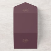 Wine Burgundy Rozen Gold Text Wedding INVITE All In One Uitnodiging (Buitenkant)