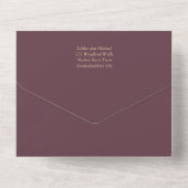 Wine Burgundy Rozen Gold Text Wedding INVITE All In One Uitnodiging (Achterkant)