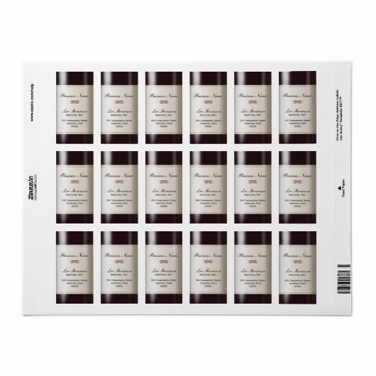 Wine Business Address Label (Full Sheet)