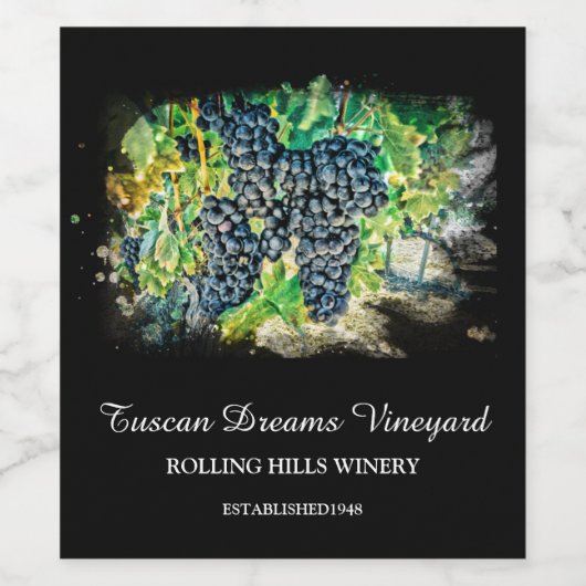 *~* Wine Cellar Grape Cluster Vineyard AR21 Winery Wijn Etiket (Enkel label)