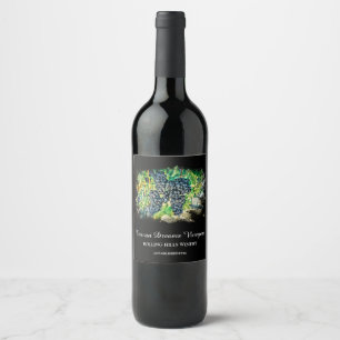 *~* Wine Cellar Grape Cluster Vineyard AR21 Winery Wijn Etiket