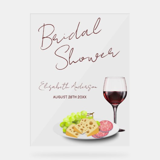 Wine & Charcuterie Bridal Shower Acryl Bord (Voorkant)