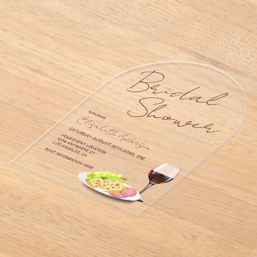 Wine & Charcuterie Bridal Shower Acryl Uitnodigingen (Laagn)