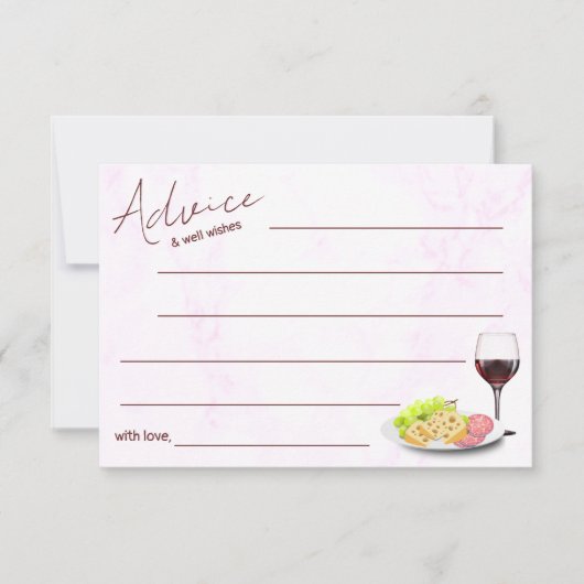 Wine & Charcuterie Bridal Shower Advice Card (Voorkant)