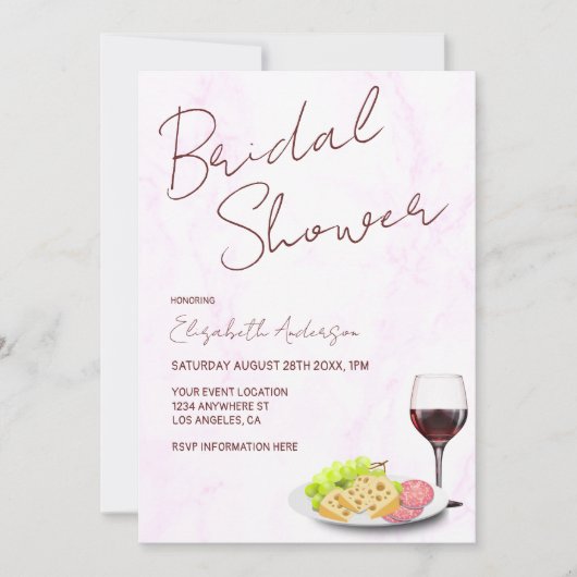 Wine & Charcuterie Bridal Shower Kaart (Voorkant)