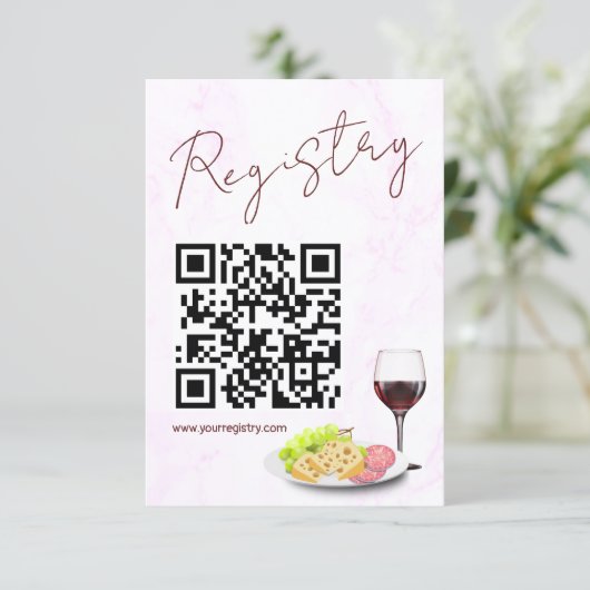 Wine & Charcuterie Bridal Shower Registry Informatiekaartje (Staand voorkant)