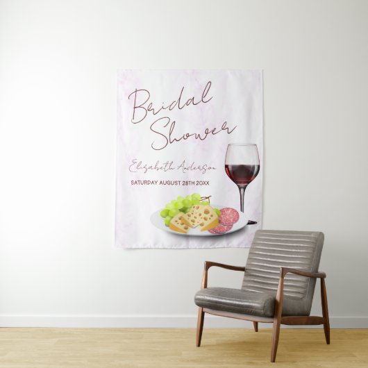 Wine & Charcuterie Bridal Shower Wandkleed (In situ)