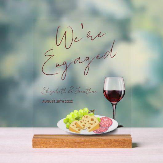 Wine & Charcuterie Engagement Party Acryl Bord (Neutraal)