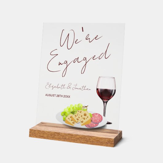 Wine & Charcuterie Engagement Party Acryl Bord (Hoek)