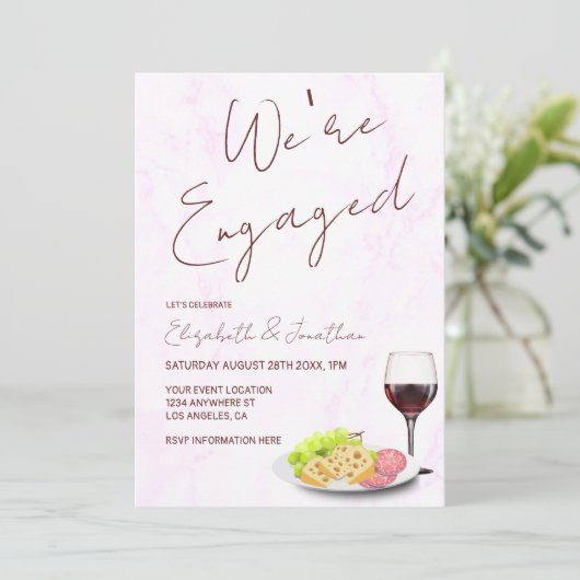 Wine & Charcuterie Engagement Party Kaart (Staand voorkant)