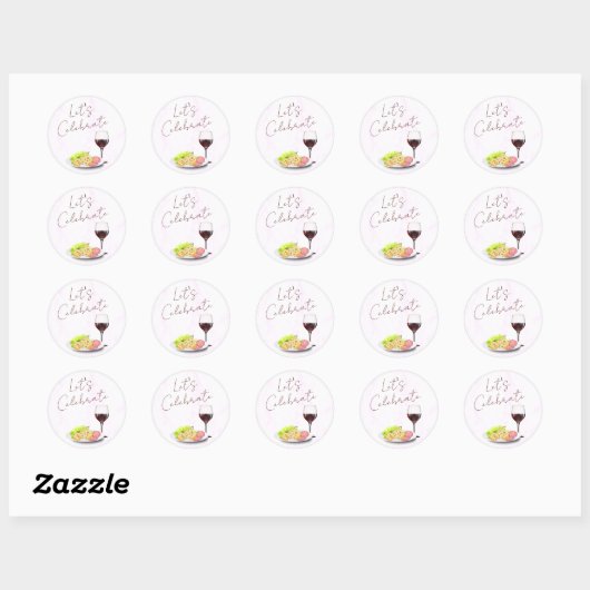 Wine & Charcuterie Engagement Party Ronde Sticker (Vel)