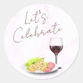 Wine & Charcuterie Engagement Party Ronde Sticker (Voorkant)