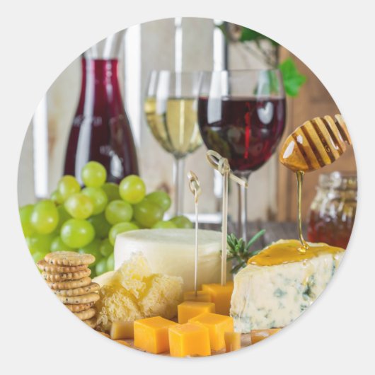 Wine & Cheese Appetizers Round Stickers (Voorkant)