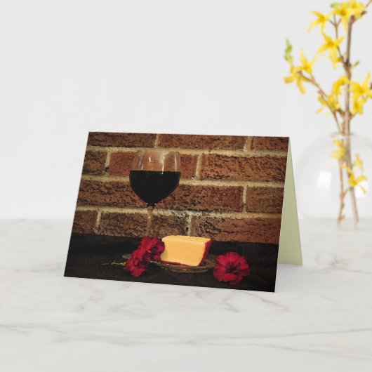 Wine & Cheese Birthday Kaart (Gele Bloem)