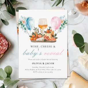Wine & Cheese Gender Reveal Party Kaart