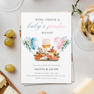 Wine & Cheese Gender Reveal Party Kaart
