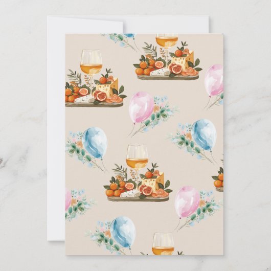 Wine & Cheese Gender Reveal Party Kaart (Achterkant)