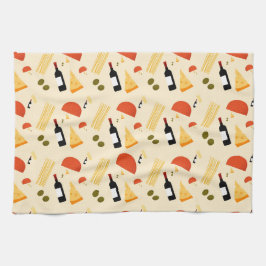 Wine cheese pasta and olives on a beige background theedoek