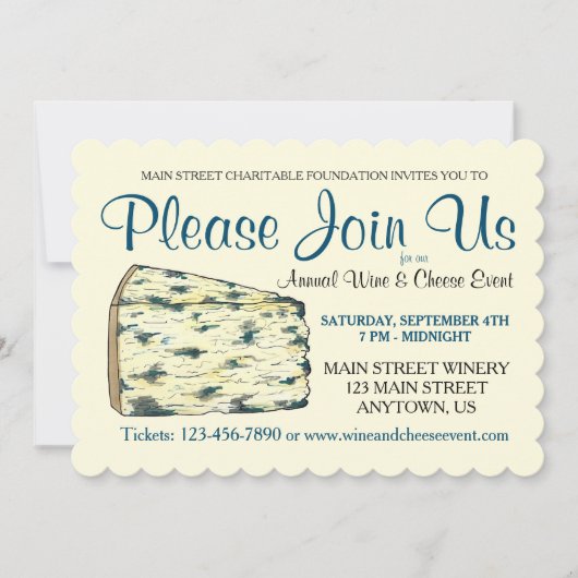 Wine Cheese Tasting Cocktail Party Stilton Blue Kaart (Voorkant)